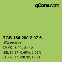 カラーコード: RGB 164 200.2 97.6 | qconv.com