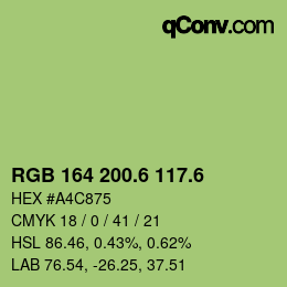 カラーコード: RGB 164 200.6 117.6 | qconv.com