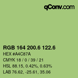 カラーコード: RGB 164 200.6 122.6 | qconv.com