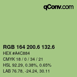 カラーコード: RGB 164 200.6 132.6 | qconv.com