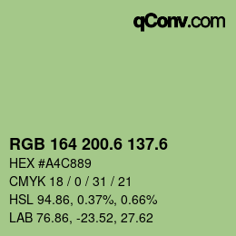 カラーコード: RGB 164 200.6 137.6 | qconv.com