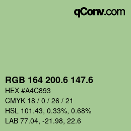 カラーコード: RGB 164 200.6 147.6 | qconv.com