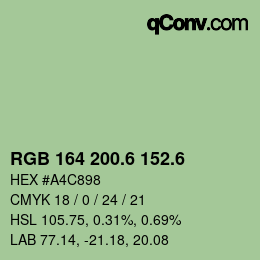 カラーコード: RGB 164 200.6 152.6 | qconv.com
