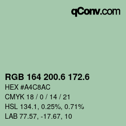 カラーコード: RGB 164 200.6 172.6 | qconv.com