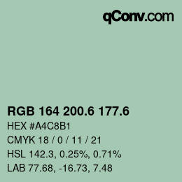 カラーコード: RGB 164 200.6 177.6 | qconv.com
