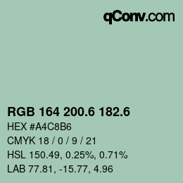 カラーコード: RGB 164 200.6 182.6 | qconv.com