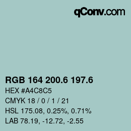 カラーコード: RGB 164 200.6 197.6 | qconv.com