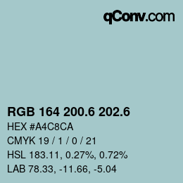 カラーコード: RGB 164 200.6 202.6 | qconv.com