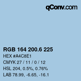 カラーコード: RGB 164 200.6 225 | qconv.com