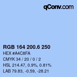 カラーコード: RGB 164 200.6 250 | qconv.com