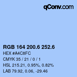 カラーコード: RGB 164 200.6 252.6 | qconv.com