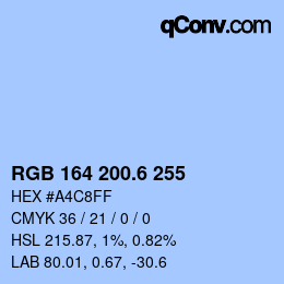 カラーコード: RGB 164 200.6 255 | qconv.com