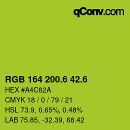 カラーコード: RGB 164 200.6 42.6 | qconv.com