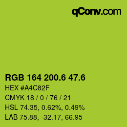 カラーコード: RGB 164 200.6 47.6 | qconv.com