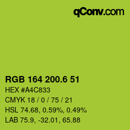 カラーコード: RGB 164 200.6 51 | qconv.com