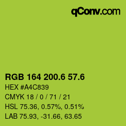 カラーコード: RGB 164 200.6 57.6 | qconv.com
