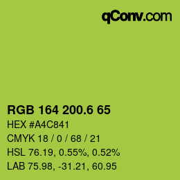 カラーコード: RGB 164 200.6 65 | qconv.com