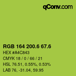 カラーコード: RGB 164 200.6 67.6 | qconv.com