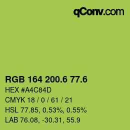 カラーコード: RGB 164 200.6 77.6 | qconv.com