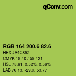 カラーコード: RGB 164 200.6 82.6 | qconv.com