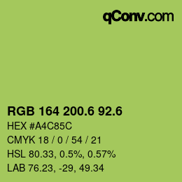カラーコード: RGB 164 200.6 92.6 | qconv.com