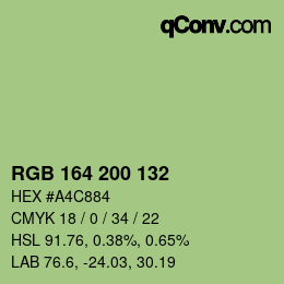 颜色代码: RGB 164 200 132 | qconv.com