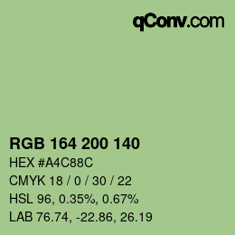颜色代码: RGB 164 200 140 | qconv.com