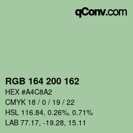 Color code: RGB 164 200 162 | qconv.com