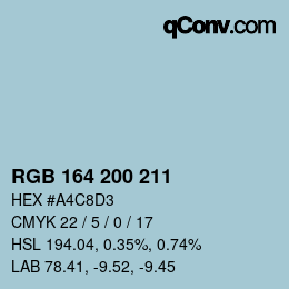 カラーコード: RGB 164 200 211 | qconv.com