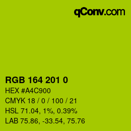 颜色代码: RGB 164 201 0 | qconv.com