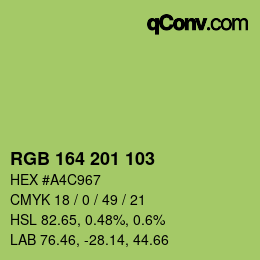 カラーコード: RGB 164 201 103 | qconv.com