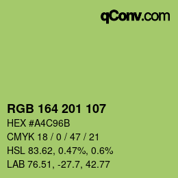 Color code: RGB 164 201 107 | qconv.com