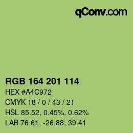 Color code: RGB 164 201 114 | qconv.com