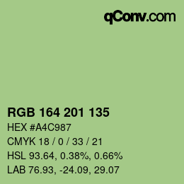 カラーコード: RGB 164 201 135 | qconv.com