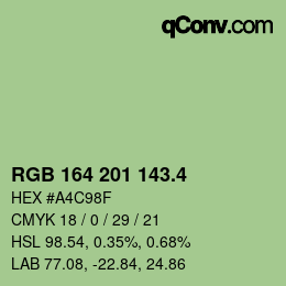 カラーコード: RGB 164 201 143.4 | qconv.com