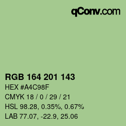 Color code: RGB 164 201 143 | qconv.com