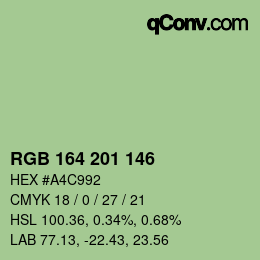 カラーコード: RGB 164 201 146 | qconv.com