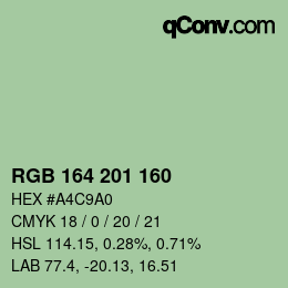 カラーコード: RGB 164 201 160 | qconv.com