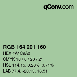 Color code: RGB 164 201 160 | qconv.com