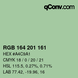 Color code: RGB 164 201 161 | qconv.com