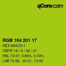 Color code: RGB 164 201 17 | qconv.com