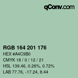 Color code: RGB 164 201 176 | qconv.com