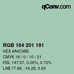 Color code: RGB 164 201 181 | qconv.com