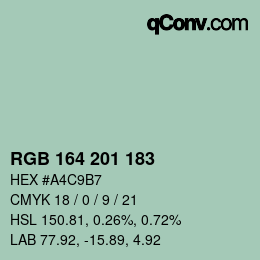 Color code: RGB 164 201 183 | qconv.com