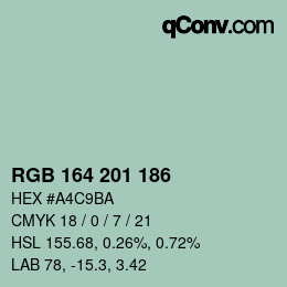 Color code: RGB 164 201 186 | qconv.com