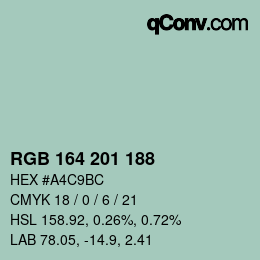 Código de color: RGB 164 201 188 | qconv.com