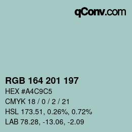 Color code: RGB 164 201 197 | qconv.com