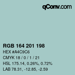 Color code: RGB 164 201 198 | qconv.com
