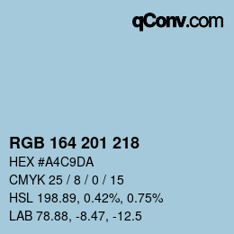 Color code: RGB 164 201 218 | qconv.com