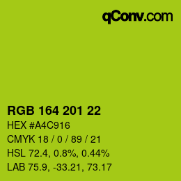 Color code: RGB 164 201 22 | qconv.com